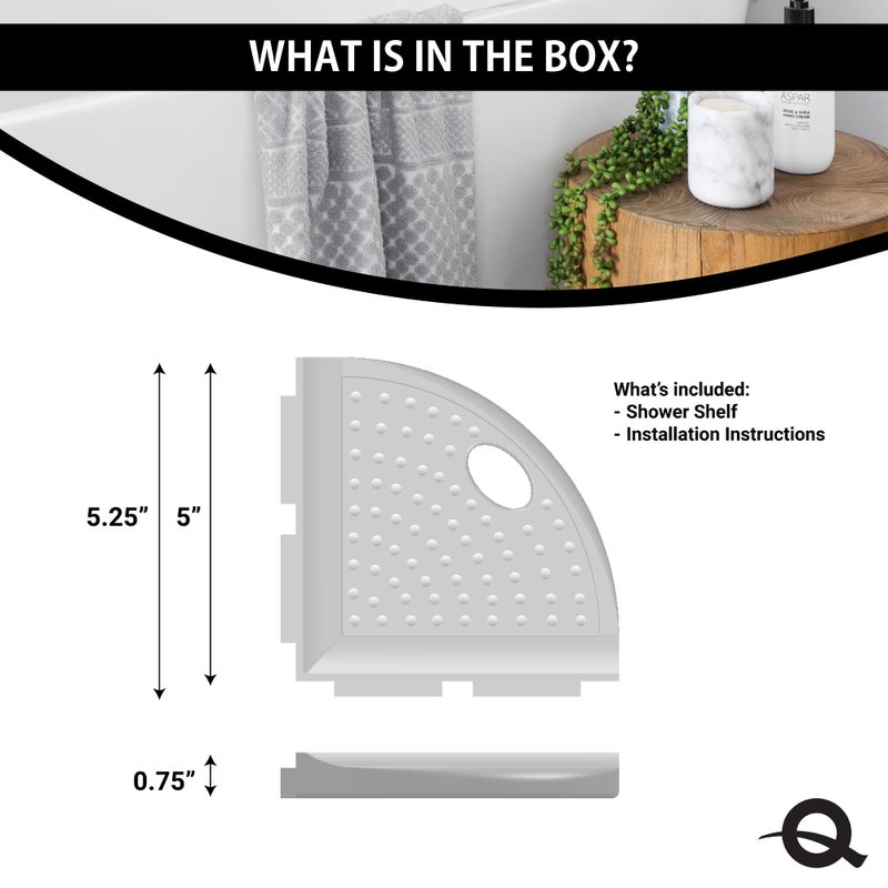 Questech 5" Corner Shower Footrest, Lugged for New Construction, Shaving Shelf for Inside Shower, Bathroom Storage Corner Caddy, Metro Lugged, Graphite Black - Image 5